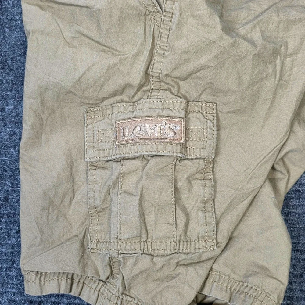 Levis Cargo Shorts Boy's Size 14 Regular Khaki Tan Cotton‎ Zip Elastic Waist
